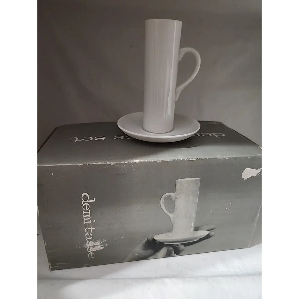 Vintage Tock‎ Japan Demi-Tasse Espresso Set Service for 6 White Porcelain P/34